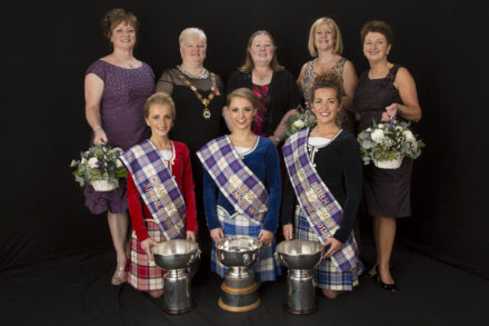 2013-2014 Oscar Winners Billie -Jo Stephen, Abbie MacNeil and Rebecca Thow with their teachers Lesley Bowman, Maryann McCreadie and Rosaline Hendry along with SOBHD Chairman Christine Lacey MBE and SOBHD President Shendl Russell.